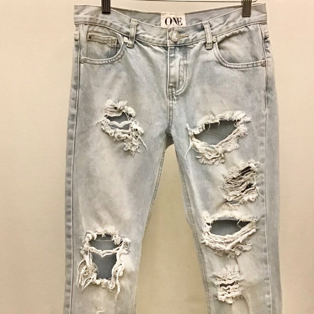 One Teaspoon 25 Awesome Baggies Women’s Jeans Low Waist Medium Rise Distressed - Picture 3 of 9